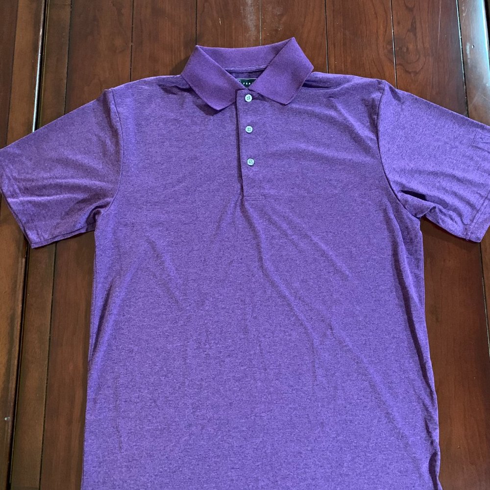 PGA Tour Men's Casual Golf Polo Shirt Short Sleeves Purple Medium